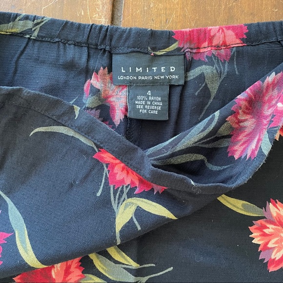 90's Vintage Midi Skirt Black Floral Sz Medium - Picture 2 of 5